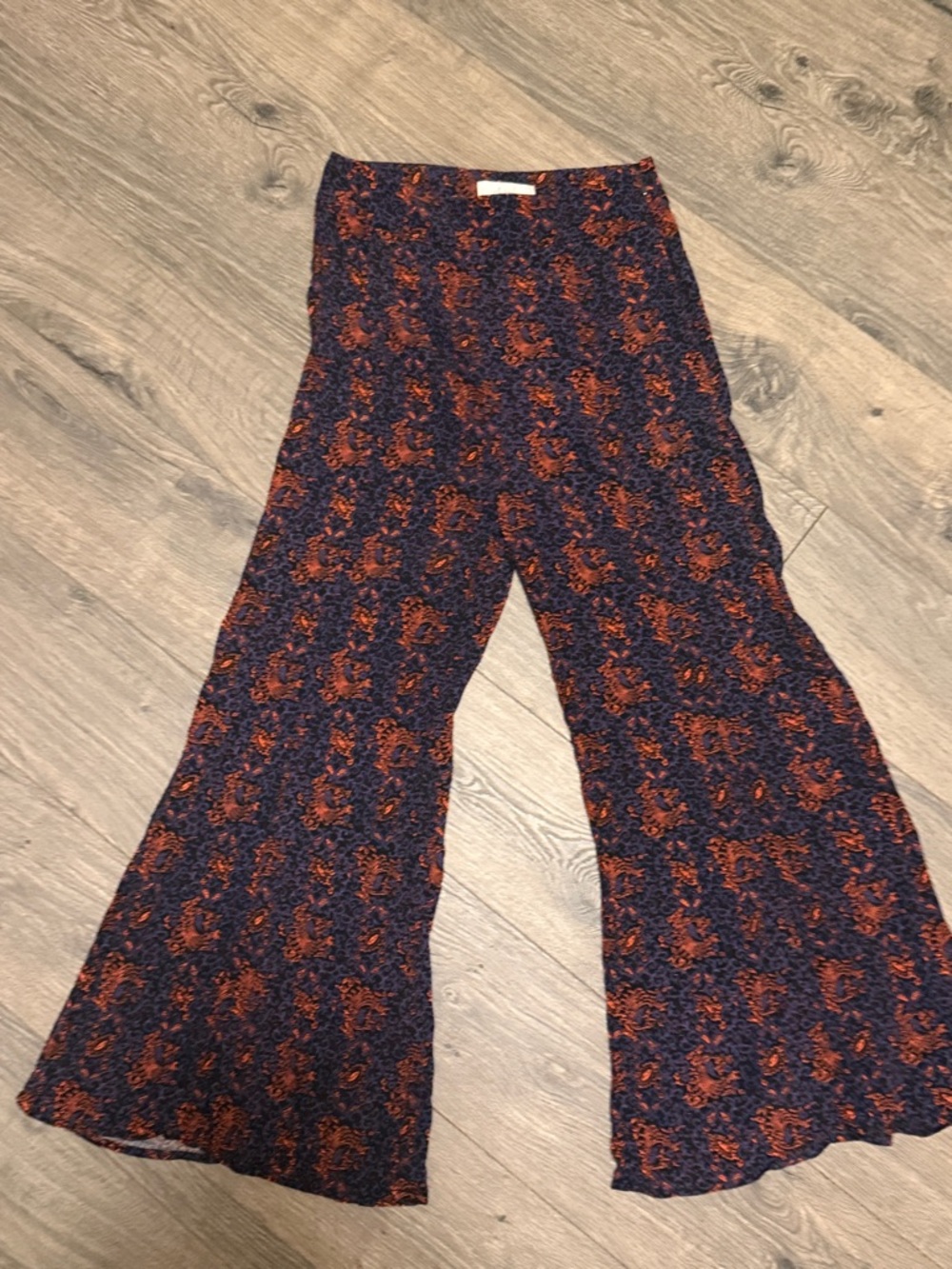 elevenses Navy and Orange Paisley Trousers